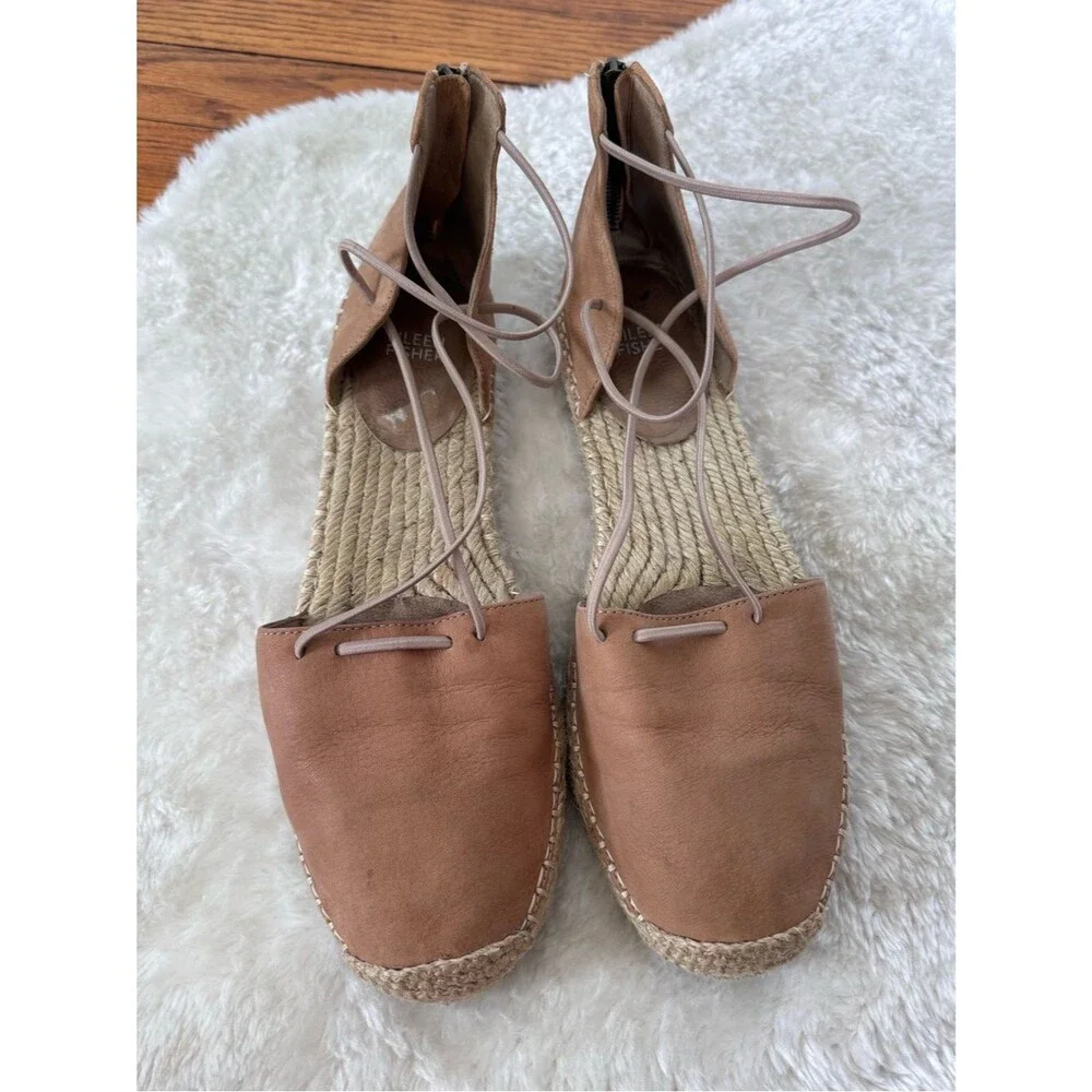 Eileen Fisher Women's Lace-Up Suede Leather Espadrille Flats in Tan